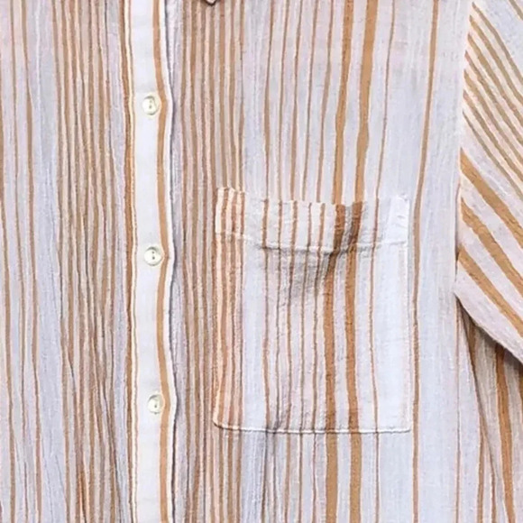 Sundance Catalog Women's Create Beauty Cream Striped Button Up Shirt Size XS - Picture 5 of 6